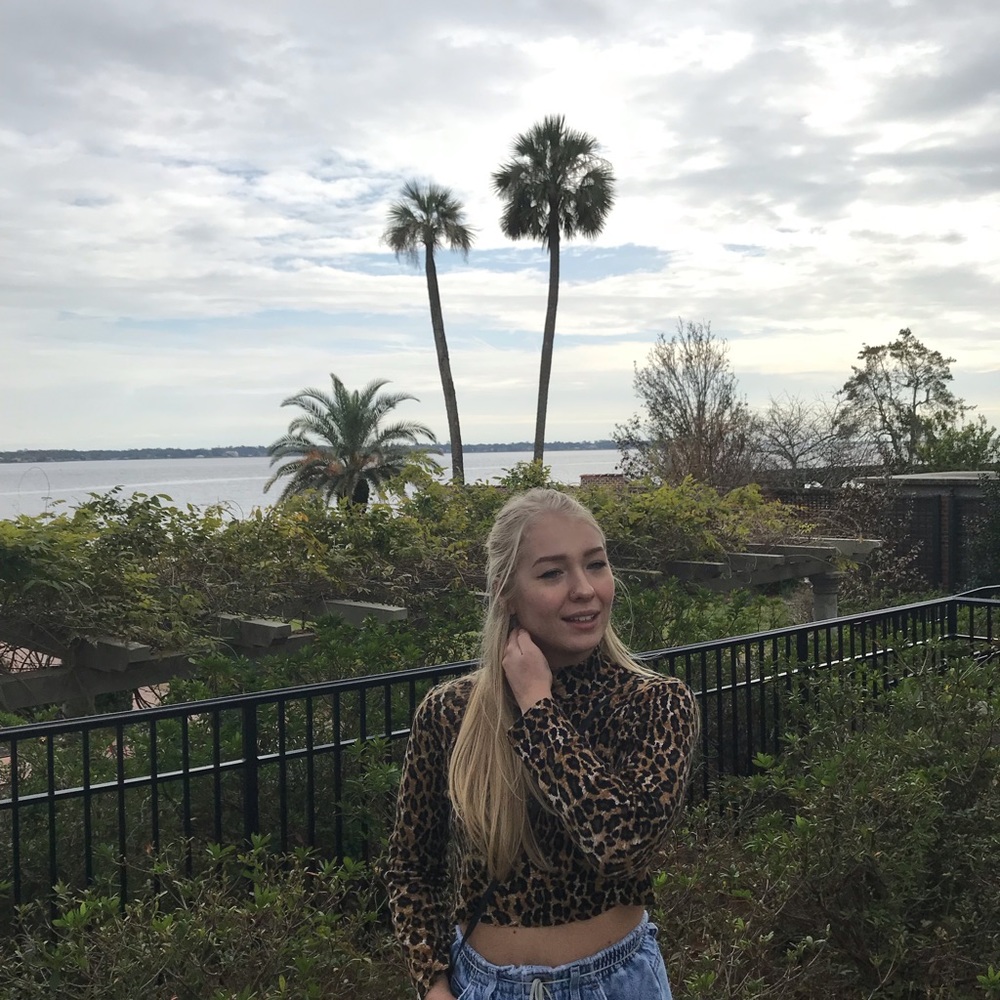 Long sleeve cheetah crop top! Turtle neck!